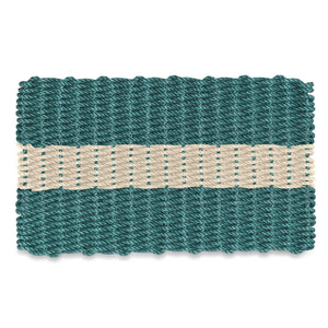 Lobster Rope Doormats, Outdoor Door Mats, Wicked Good Door Mats Made in Maine, Dark Green with Light Tan Stripe
