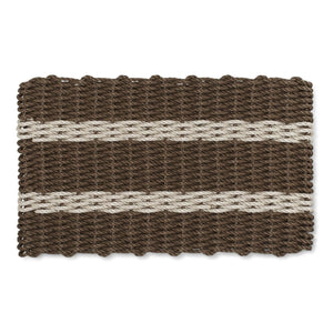 Lobster Rope Doormats, Outdoor Door Mats, Wicked Good Door Mats Made in Maine, Mocha with 2 Light Tan Stripes