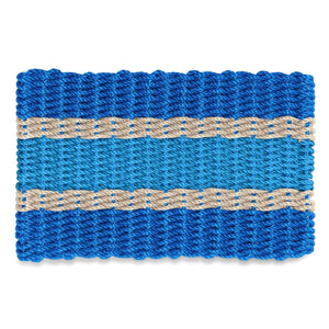 Lobster Rope Doormats, Outdoor Door Mats, Wicked Good Door Mats Made in Maine, Blue, Light Tan, Light Blue